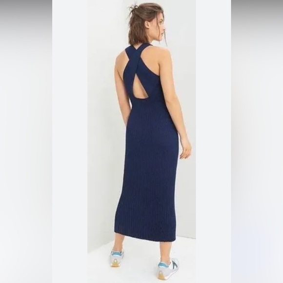 🍄HOST PICK🍄Anthropologie Saturday Sunday Midi Knit Dress, Navy, Size Large, NWT - Picture 1 of 7